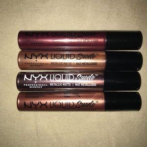 4 PC Set NYX Liquid Suede Metallic Lipstick SEALED